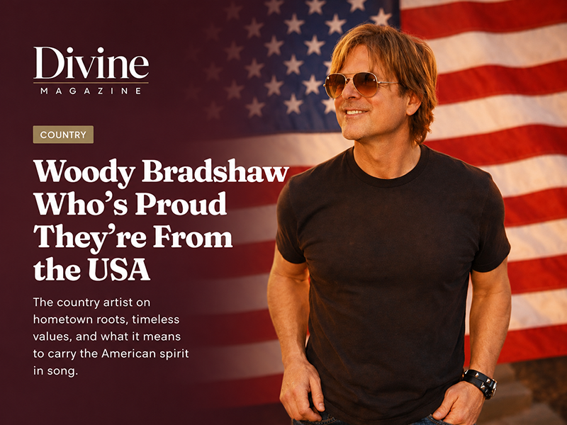 Woody Bradshaw Featured in Divine Magazine With New Song Who’s Proud They’re From the USA